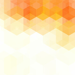 Hex texture. Orange hexagon pattern, abstract chemistry and biotech technology science vector hexagonal modern paper cut geometry background. Eps 10