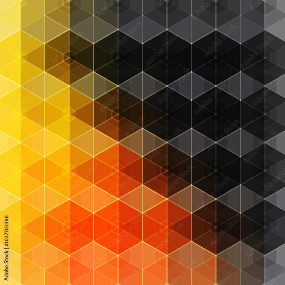Canvas Prints hex texture. orange and b lack hexagon pattern, abstract chemistry and biotech technology science ve