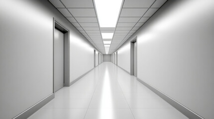 Empty White Hallway in Soft Lighting