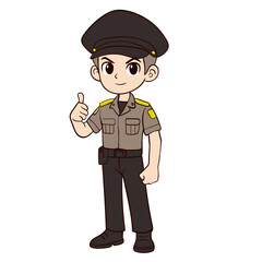 Cartoon Police Officer Giving Thumbs Up