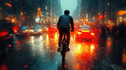 Cyclist in the Rain