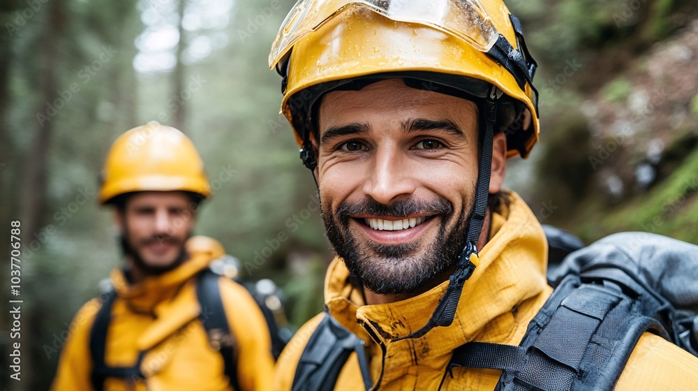 Aufkleber firefighters rescuing wildlife from dangerous fire conditions transporting them to safer areas stock