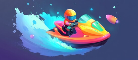 Naklejka premium Playing Water Sports Using Jet Skiing