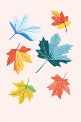 Fototapeta premium Coloring page of falling autumn maple leaves on a blank background
