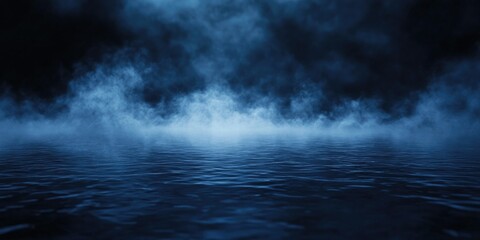 Fototapeta premium Misty lake surrounded by dense fog, Misty lake enveloped in fog