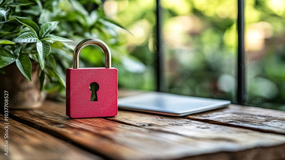 Poster Cyber warning notification about unauthorized downloading of protected digital content Stock Photo with side copy space