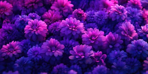 Obraz premium Vibrant pink and purple chrysanthemum blooms, Vibrant chrysanthemum flowers in pink and purple