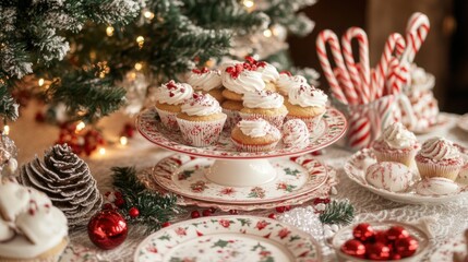 Fototapeta premium Festive Styled Christmas Dessert Table Arrangement