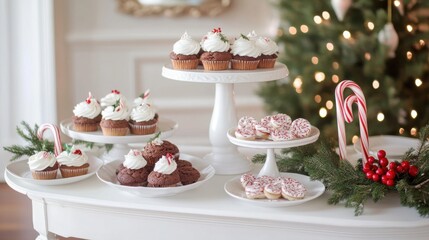 Fototapeta premium Festive Christmas Dessert Table Display