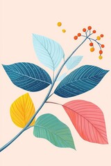 Illustration of Isolated Autumn Leaves for Coloring Book