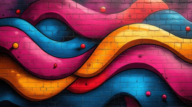 Abstract, colorful graffiti background with urban street art and wild style elements. Graffiti wall texture 