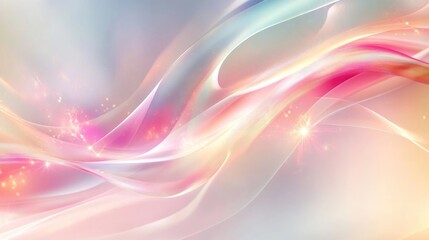 Obraz premium Elegant abstract wallpaper featuring soft light colors with intertwining smooth lines flashes of light and sparks set against overlapping wavy shapes and blended hues
