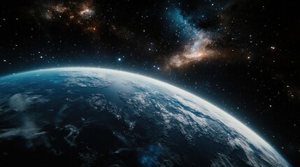 Naklejka premium Abstract Earth in Space and Galaxy in a 3D cartoon rendering