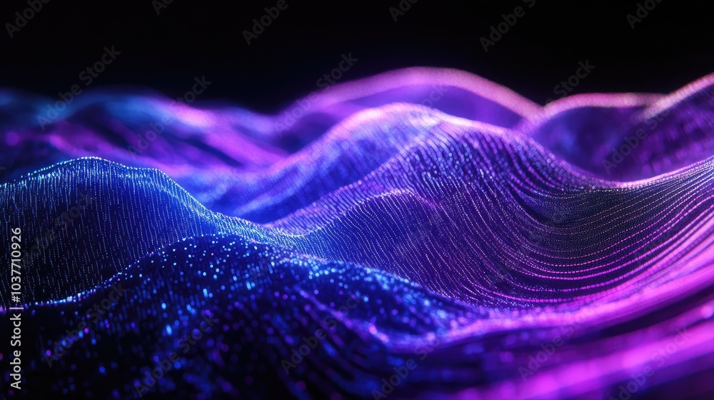 Poster blue and purple wave lines create a light gradient against a dark backdrop this abstract design repr