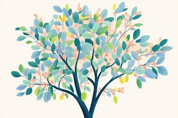 Fototapeta premium Illustration of a Eucalyptus Tree from the Myrtaceae family showcasing its diverse species and adaptability to various climates