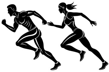 Male and Female Speed Runner Silhouette