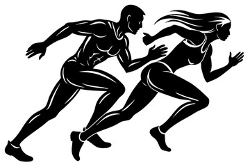 Male and Female Speed Runner Silhouette