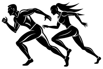 Male and Female Speed Runner Silhouette