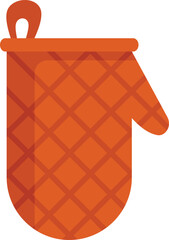 Orange oven mitt is protecting hands from burns while cooking, baking, or grilling