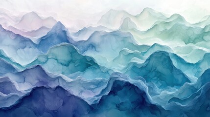Obraz premium Abstract blue watercolor mountain range.