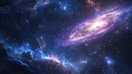 Obraz premium 3D cartoon depiction of galaxies and nebulae in deep space