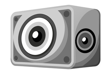 Silver stereo audio speaker isolated on white vector art illustration