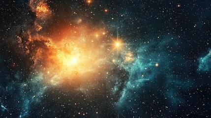 Fototapeta premium Illustration of a deep space star field featuring a universe filled with stars and gas in a 3D cartoon rendering