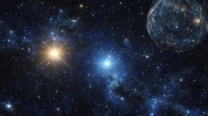 Fototapeta premium Amazing Polaris depicted in a 3D cartoon rendering within a deep starry night sky filled with stars