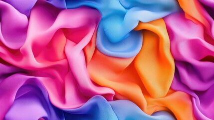 Colorful plain curled fabric background made of cotton polyester and lycra