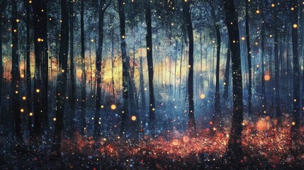 Obraz premium Enigmatic Surreal Glowing Forest Artwork
