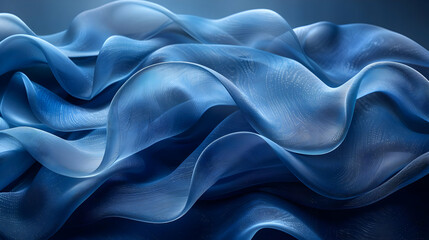 Obraz premium Abstract Blue Wavy Background, 3D Render