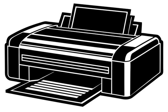 recommend clip art: Digital printer silhouette vector isolated white background