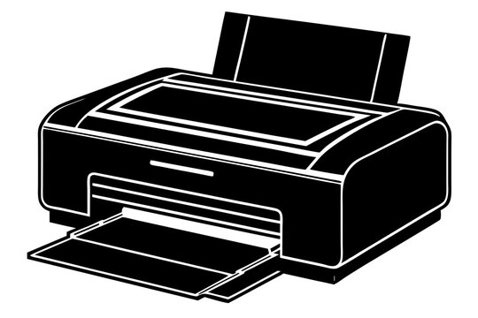 black printer outline, printing documents clip art preview