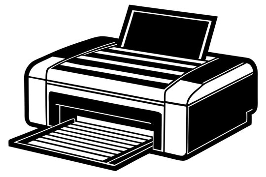 black and white printer printing documents clip art preview