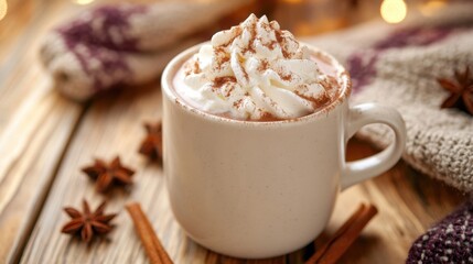 Steaming Mug of Hot Chocolate with Whipped Cream
