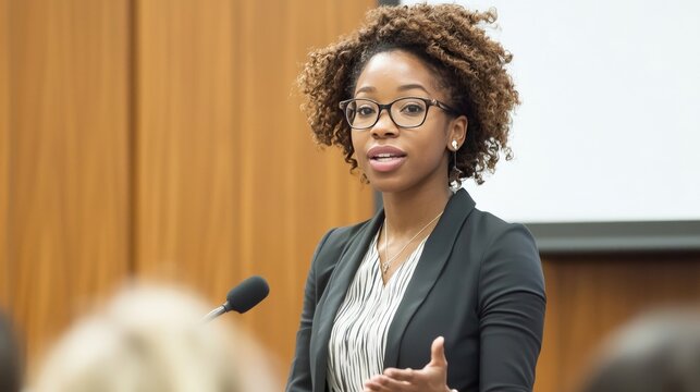 A forensic psychologist presenting findings on the link between mental illness and criminal behavior