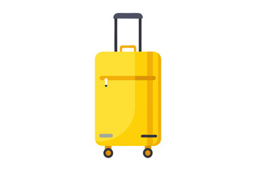 suitcase upright on white background, minimalist design with wheels and handle