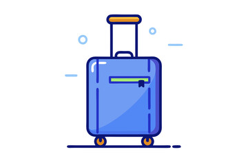 suitcase upright on white background, minimalist design with wheels and handle