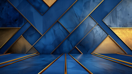 Luxury Elegant Blue and Golden Showroom for Product Display