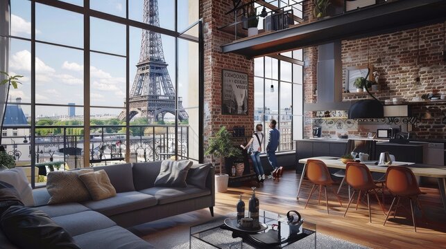 Parisian Loft with Eiffel Tower View