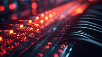 Obraz premium Server Rack with Red Lights