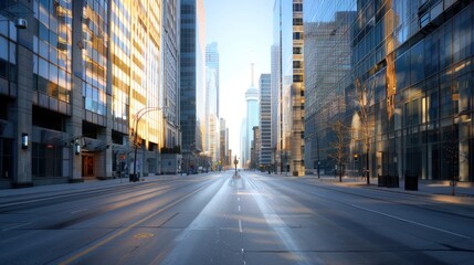 Empty City Street at Dawn