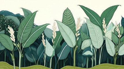 Green Tobacco Leaves in a Field