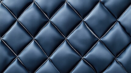 Fototapeta premium Seamless Festive Plush Taffeta Christmas Holiday Quilted Navy Blue Metallic Silk Texture Couture Fabric With Silvery Seam Lines Diamond Premium Linen Background
