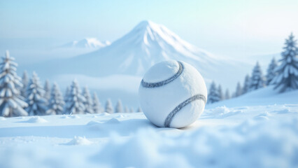 The Thrilling Moment of a Snowy Mountain Preparing to Serve a Ball, Capturing the Intersection of Nature's Beauty with Sports Excitement