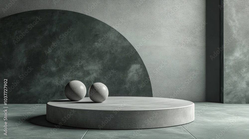 Poster 3d rendering of a podium mockup for product display featuring an abstract minimal concept with a geo