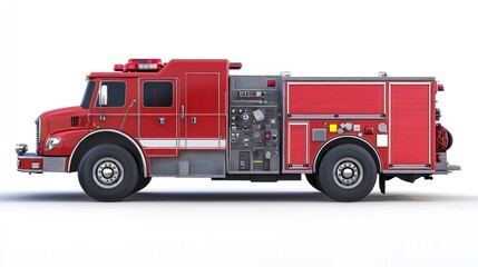 Side View of a Red Firetruck