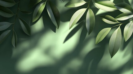 Fototapeta premium Luxury leaf shadows on a soft green natural background ideal for showcasing products nature themes fragrances promotional materials banners and cosmetic presentations 3D render