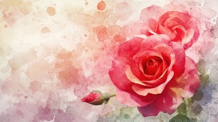 Obraz premium Blooming roses in a watercolor garden