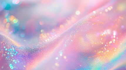 Holographic backdrop featuring a rainbow mesh design A whimsical banner in pastel colors with a fantasy gradient complemented by unicorn motifs sparkles stars and blurred effects
